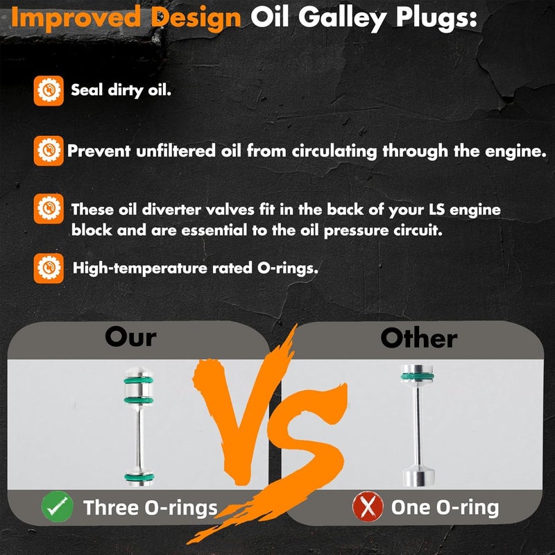 MEMOEO LS Oil Barbell,Oil Galley Plug Aluminum 12573460 Compatible with LS Series Engines Gen III IV Engines for LS1 LS2 LS3 4.8 5.3L 6.0L 6.2L - Image 3